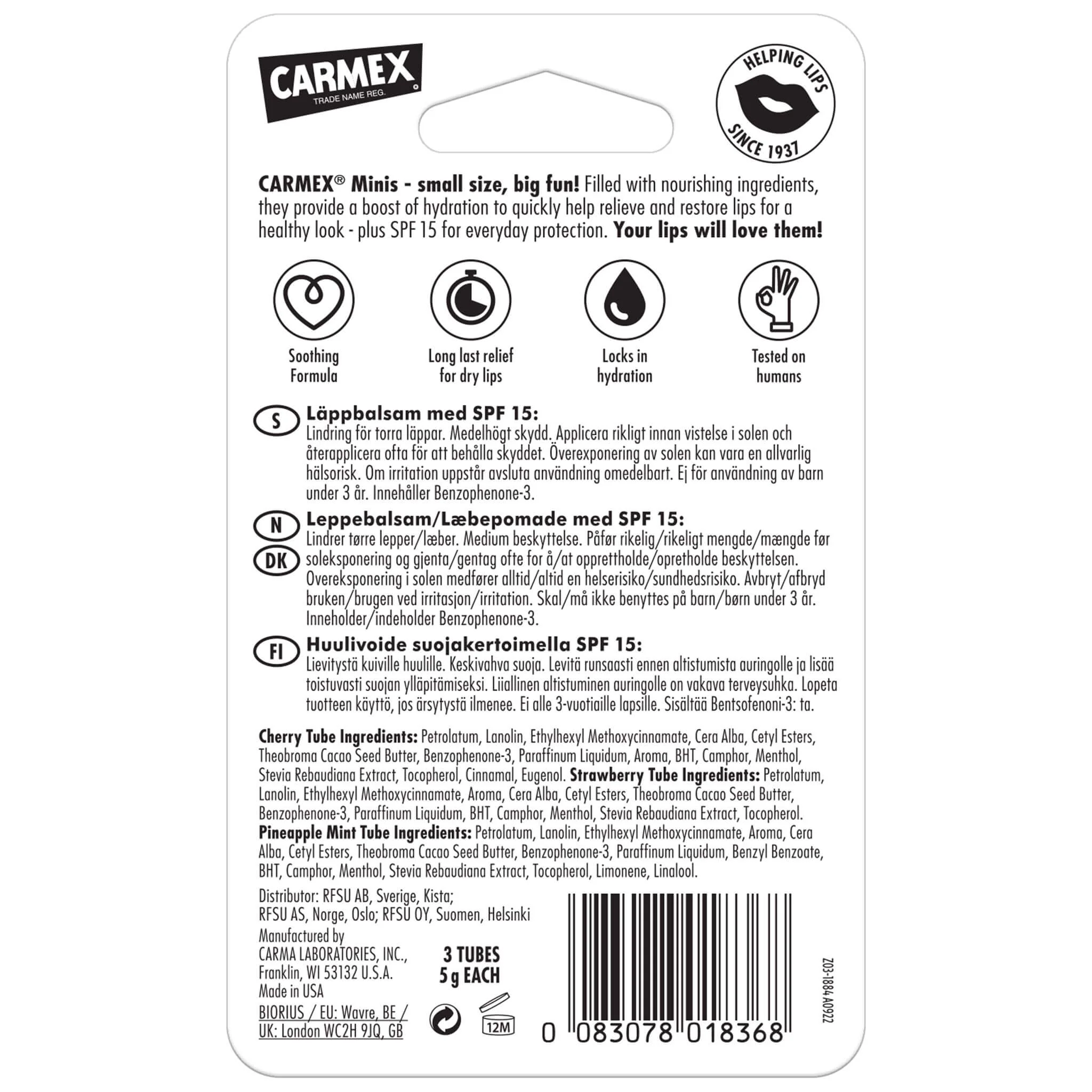 Carmex Minis huulivoidelajitelma 3x5 g  SPF15 - Image 2