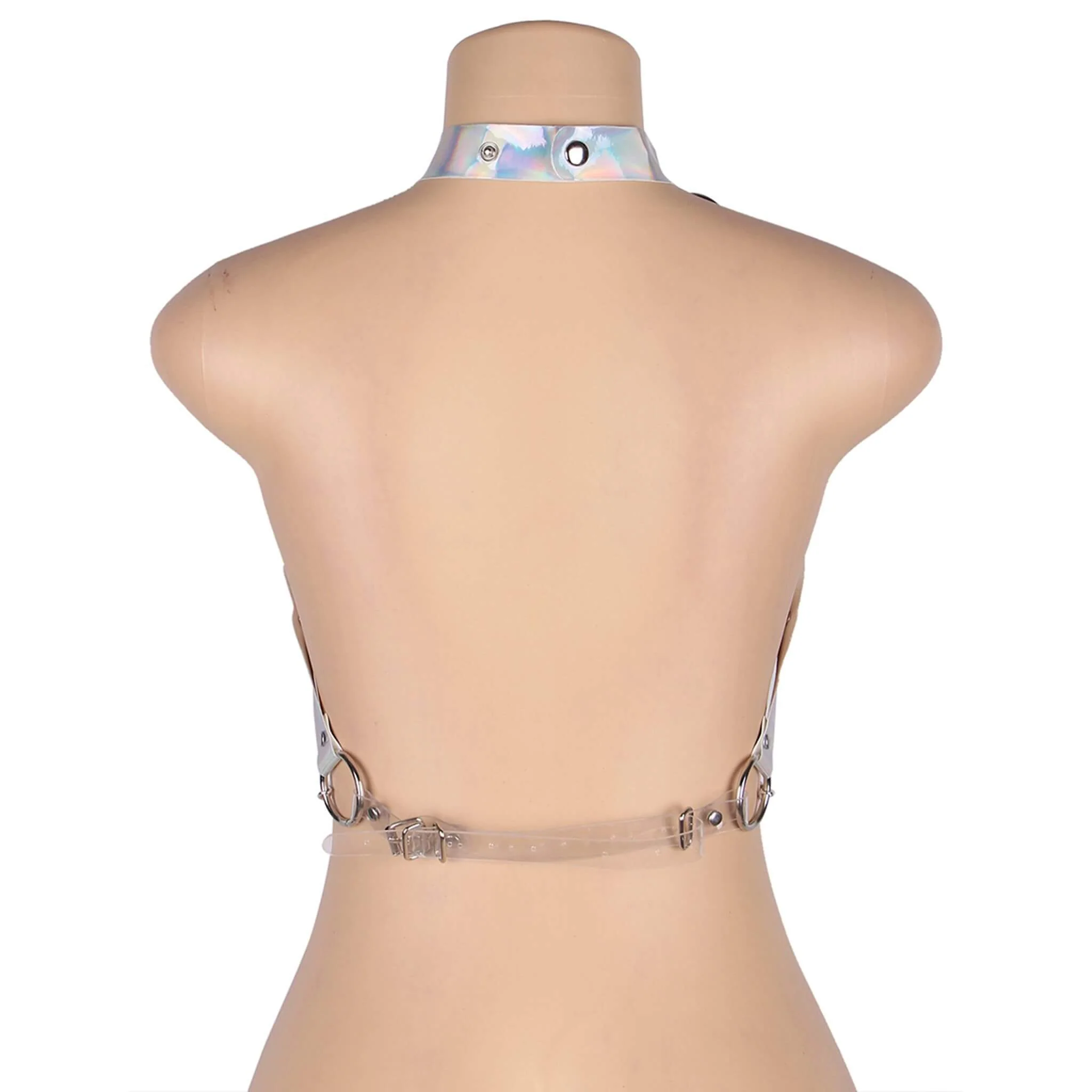 Hopeinen keinonahkainen rintaharness - Image 7