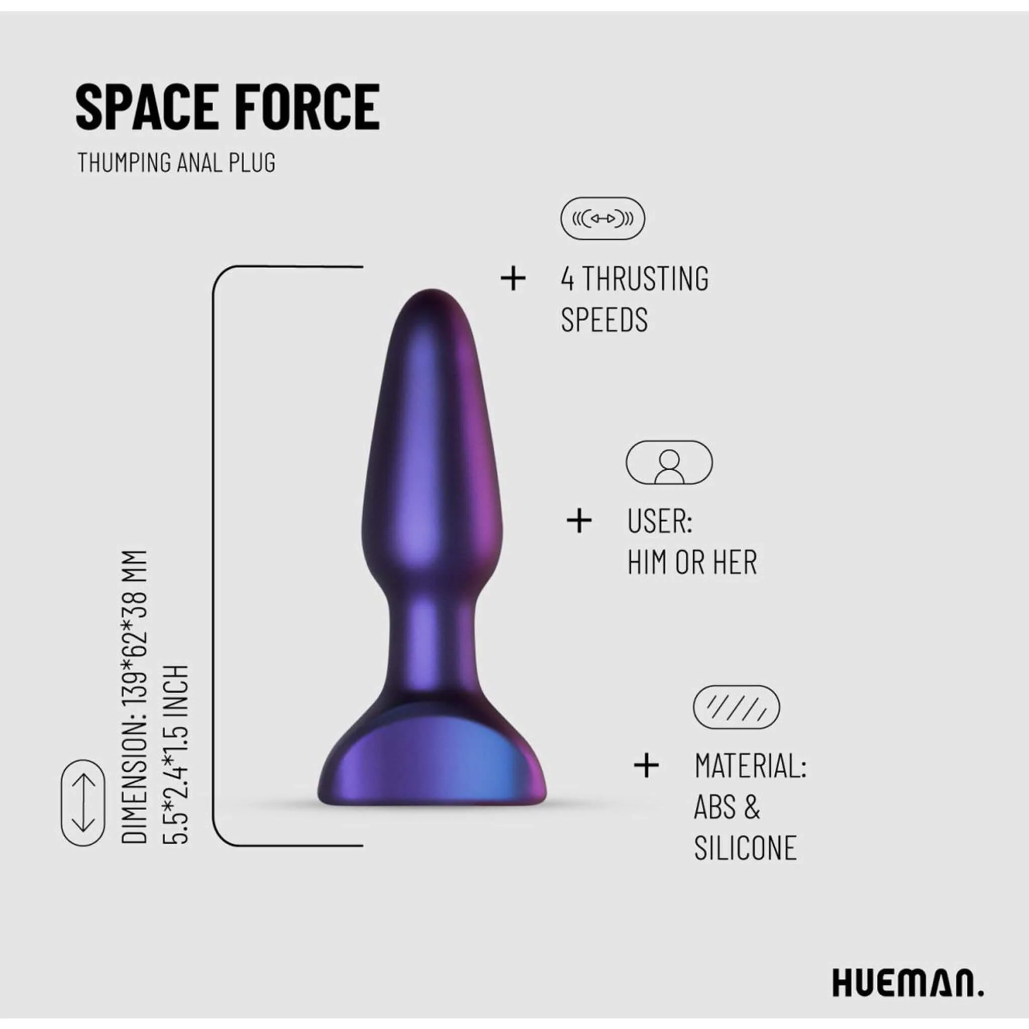 Hueman - Space Force Vibrating and Thrusting Butt Plug - Image 5