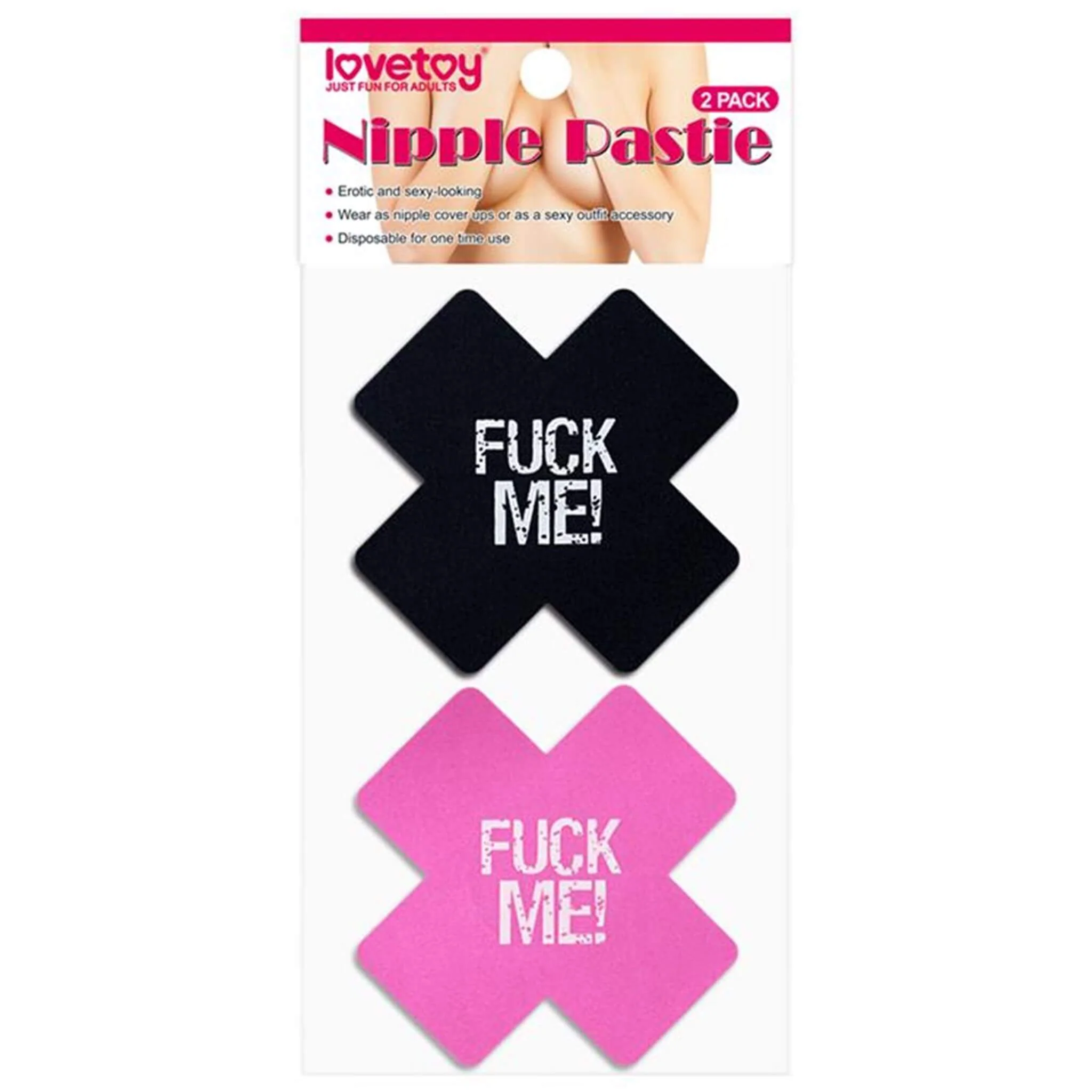 Nännisuojat, musta/pinkit "Fuck me" - Image 5