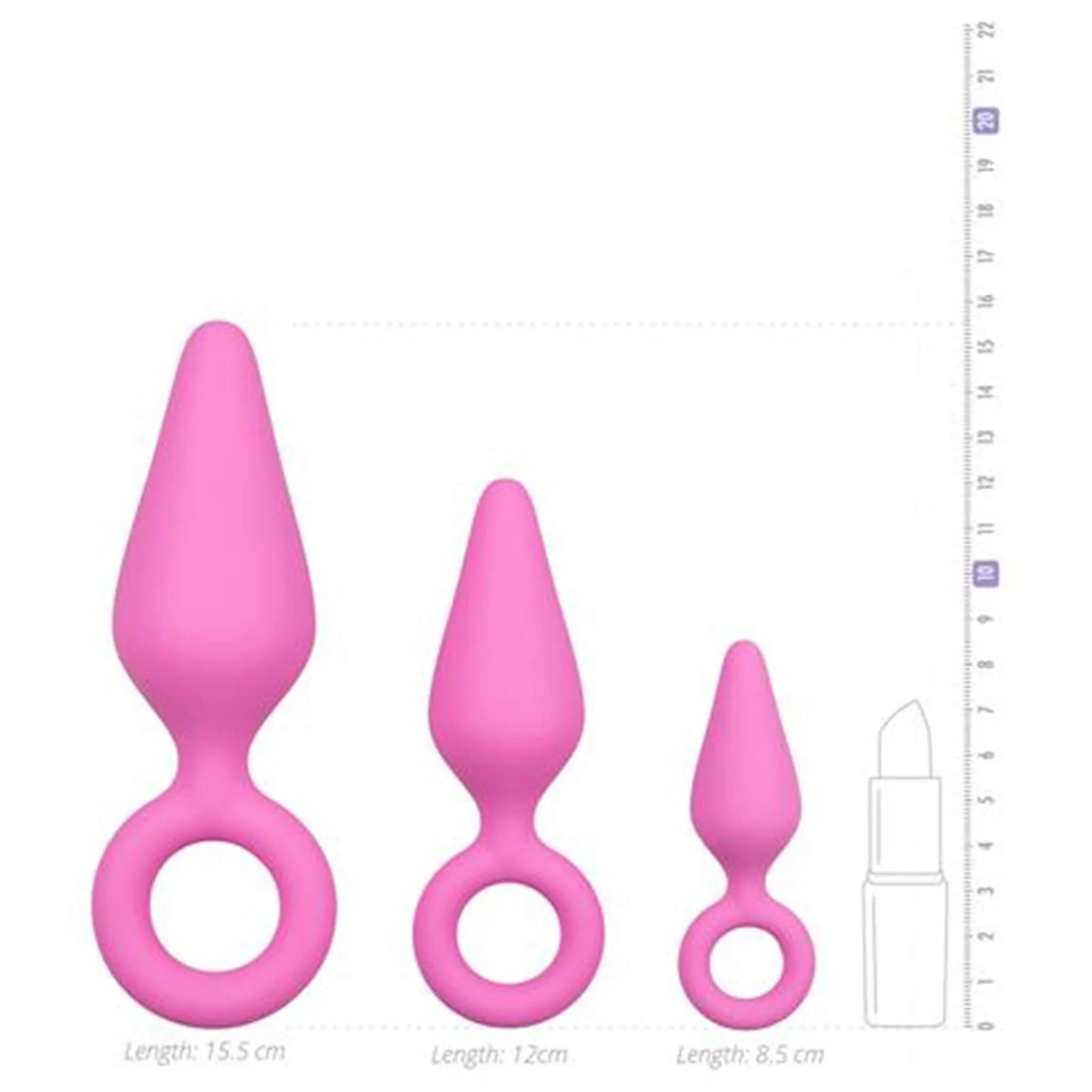 Pinkit anaalitapit vetorenkaalla - 3 kpl setti - Image 2